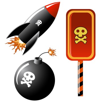 Stickers fusée bombe et tête de mort