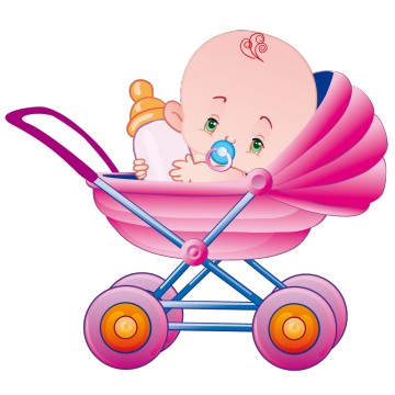 Stickers Bebe Fille dans son landau ·.¸¸ FRANCE STICKERS ¸¸.·