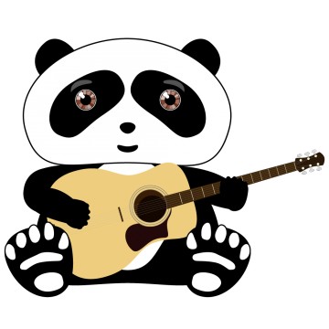 stickers Panda Guitariste 