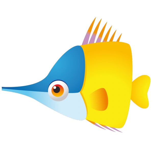 Stickers poissons tropicaux colorés, illustrations de plaques d