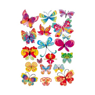 stickers Planche de 19 Papillons 2 