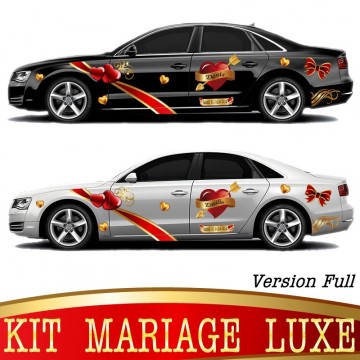 Stickers Autocollants Voiture Mariage kit Luxe Version. Full