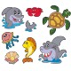 Stickers Autocollant Poissons Tropicaux par planche