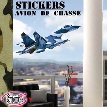 stickers Avion de Chasse bleu