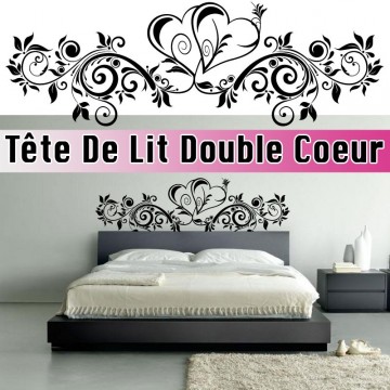 Stickers Tête de Lit Floral Double Coeur