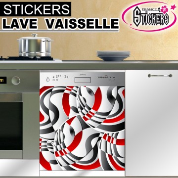 Stickers Lave Vaisselle Nuance Gris Rouge