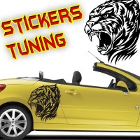 Stickers tête de tigre tribal 4