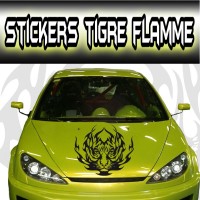 Stickers Tête de Tigre Flamme 4