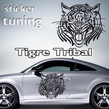 stickers Tuning Tête de Tigre tribal 1