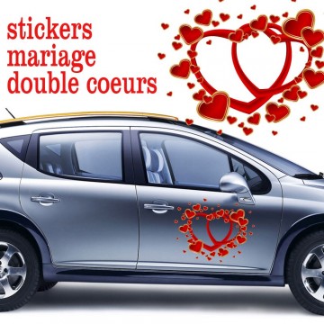 stickers double coeurs et petits coeurs vendu par 2