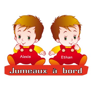 Stickers Jumeaux à Bord personnalisé