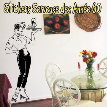 Stickers cuisine Serveuse des années vintage