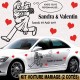 Stickers Deco Voiture mariage Personnalisé (Kit 2 cotés complet 20 Pcs)