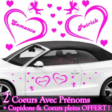 Stickers Mariage Coeurs Personnalisé (Cupidons et Coeur Plein OFFERT) vendu par 2