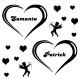 Stickers Mariage Coeurs Personnalisé + Cupidons + Coeur Plein OFFERT