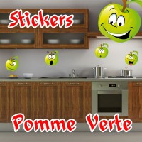 Stickers Pomme verte rigolote par planche