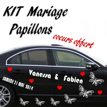 Stickers Voiture Kit Mariage Papillons vendu par 2