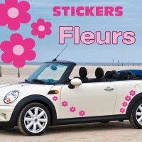 28 Stickers Tuning Fleurs rose