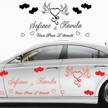 Stickers Mariage Coeur Colombe par 2