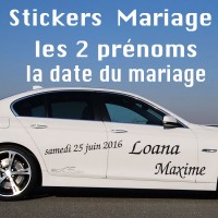 Stickers Mariage Les 2 prénoms + Date du Mariage 