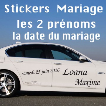 Stickers Mariage Les 2 prénoms + Date du Mariage vendu par 2