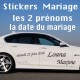 Stickers Mariage Les 2 prénoms + Date du Mariage vendu par 2