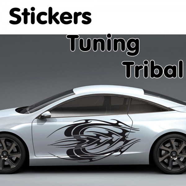 2 Stickers Tribal Tuning Voiture Couleur Exterieur Noir