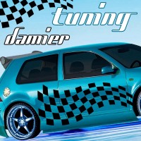 Planche de Deux Stickers Tuning Damier - 3