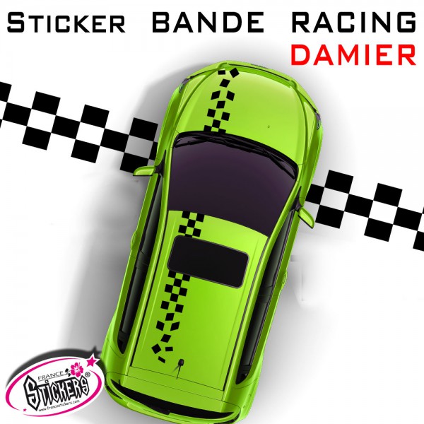 Stickers autocollants bandes damiers racing