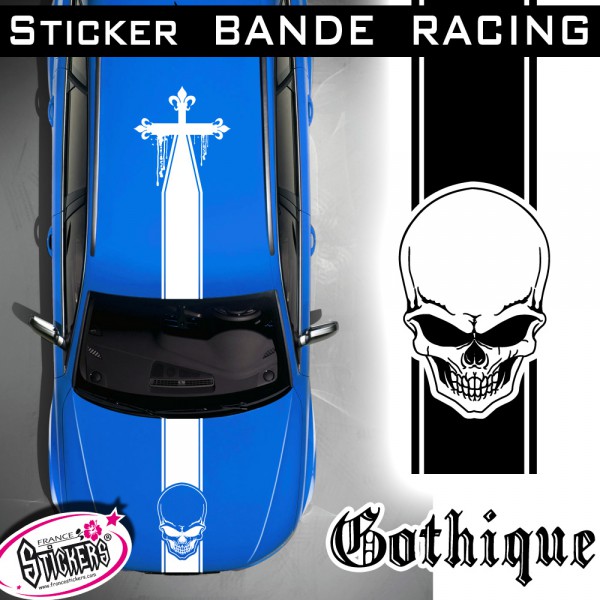Stickers Tete de Mort Voiture Bande Racing tuning