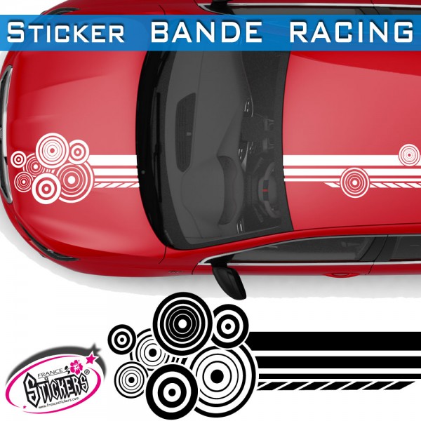 Sticker autocollant bande capot de voiture damier en escalier tunning racing 