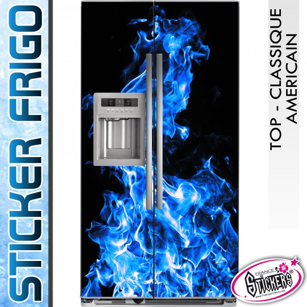 Stickers Frigo Flamme Bleu - Américain & Classique