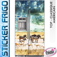 Stickers Frigo Zèbre Antilope en Plaine Africaine