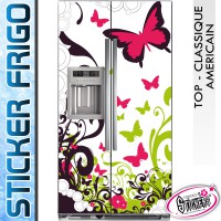 Sticker frigo - roses - papillon - sticker - sticker porte - autocollant -  60 x 180 cm