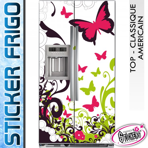 Stickers Frigo Floral Papillon - Américain & Classique