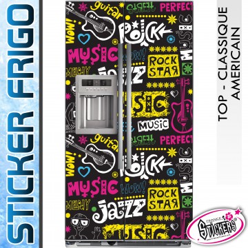 Stickers Frigo Musique Jazz Wow Rock Guitare