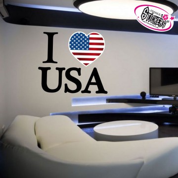 Stickers Autocollant I Love USA 