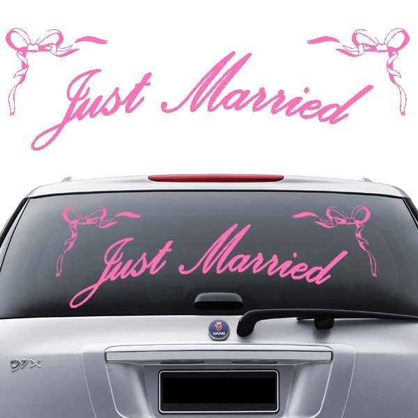 Sticker Just Married date personnalisée date pour voiture Noir ou Blanc Autocollant  Just Married voiture jeunes mariés -  France