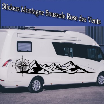 Sticker Boussole Montagne, Vinyle Imperméable Carrosserie Fenêtre