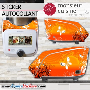 Stickers Autocollants Monsieur Cuisine Connect MCC - Papillon Floral Orange