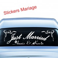 Stickers Mariage Just Married + les deux Prénoms 