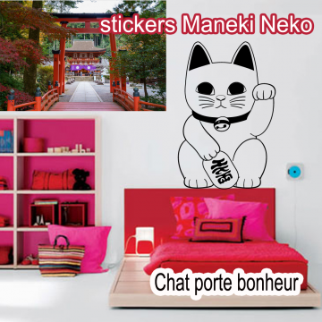 Stickers Maneki Neko chat porte bonheur Japonais
