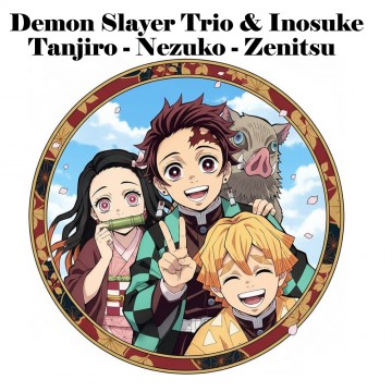 Stickers Demon Slater trio et Inosuke, Tanjiro, Nezuko, Zenitsu