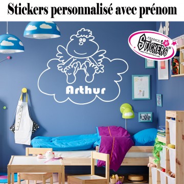 Stickers P'tit Bonhomme sur son petit Nuage Personnalisé